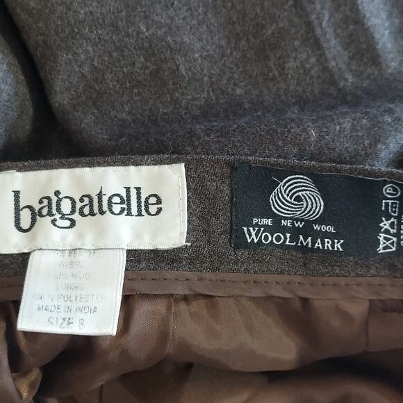 Bagatelle Woolmark Pants Women's Size 8 Pure New Wool Brown Slacks - Picture 4 of 5